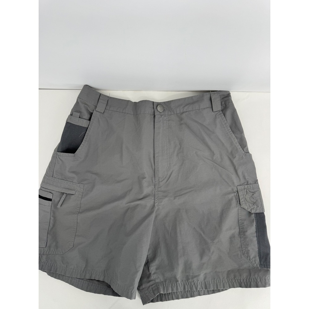 Reel Legends Mens Gray Ripstop Cargo Fishing Shorts Outdoor Hiking Size L